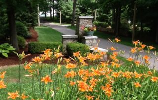 Stone pillars w granite caps